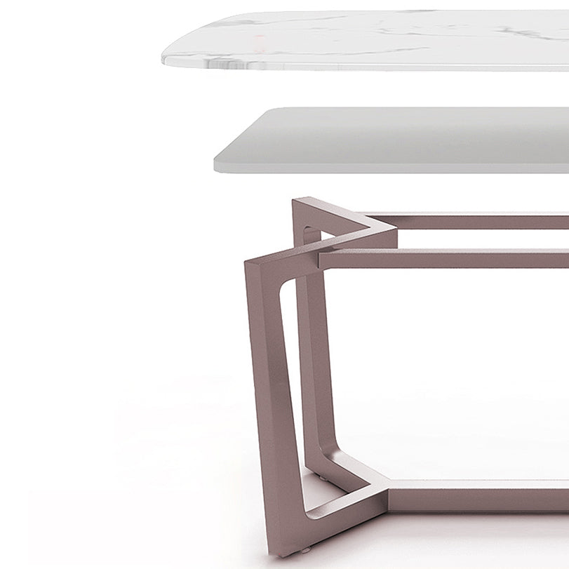 Standard Marble Top Dining Set with Metallic Legs Base for Dining Furniture