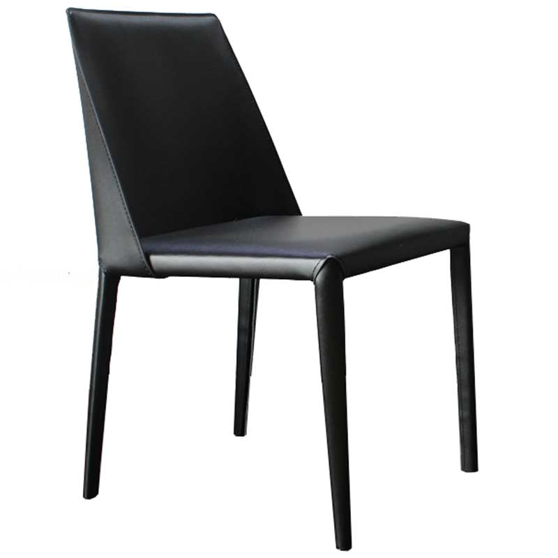 Chaise contemporaine à dossier solide, chaise en cuir de 18 pouces de large avec 4 pieds en métal pour la maison