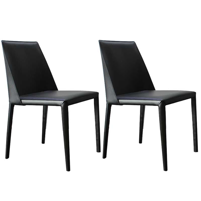 Chaise contemporaine à dossier solide, chaise en cuir de 18 pouces de large avec 4 pieds en métal pour la maison