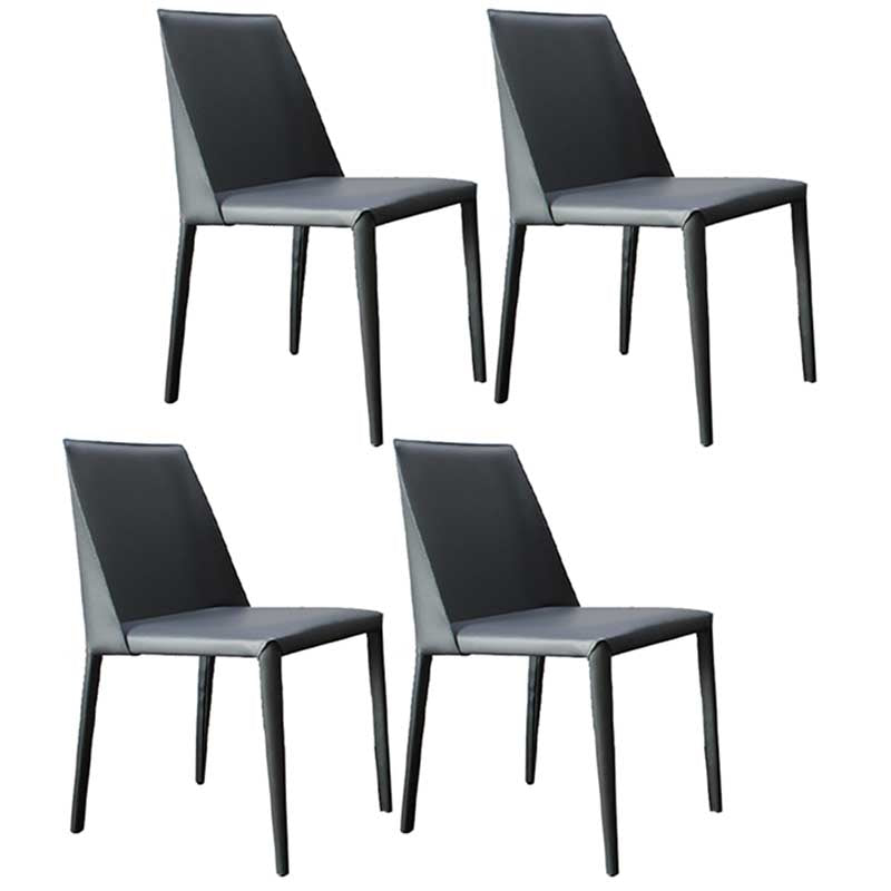 Chaise contemporaine à dossier solide, chaise en cuir de 18 pouces de large avec 4 pieds en métal pour la maison