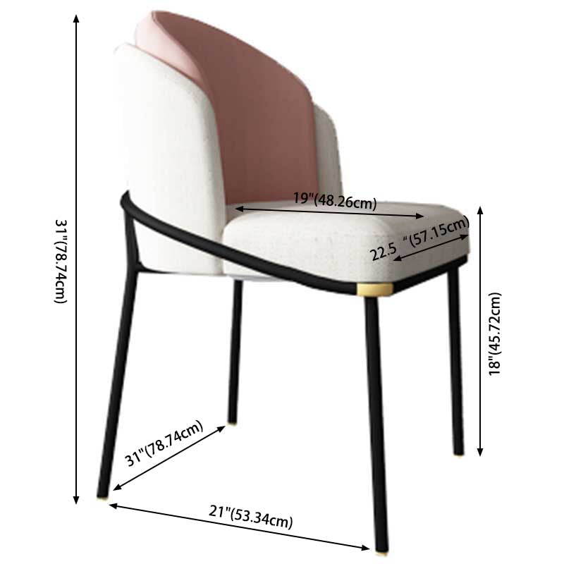 Chaises de salle à manger de salle à manger de chaise latérale de toile de style industriel avec les jambes en métal