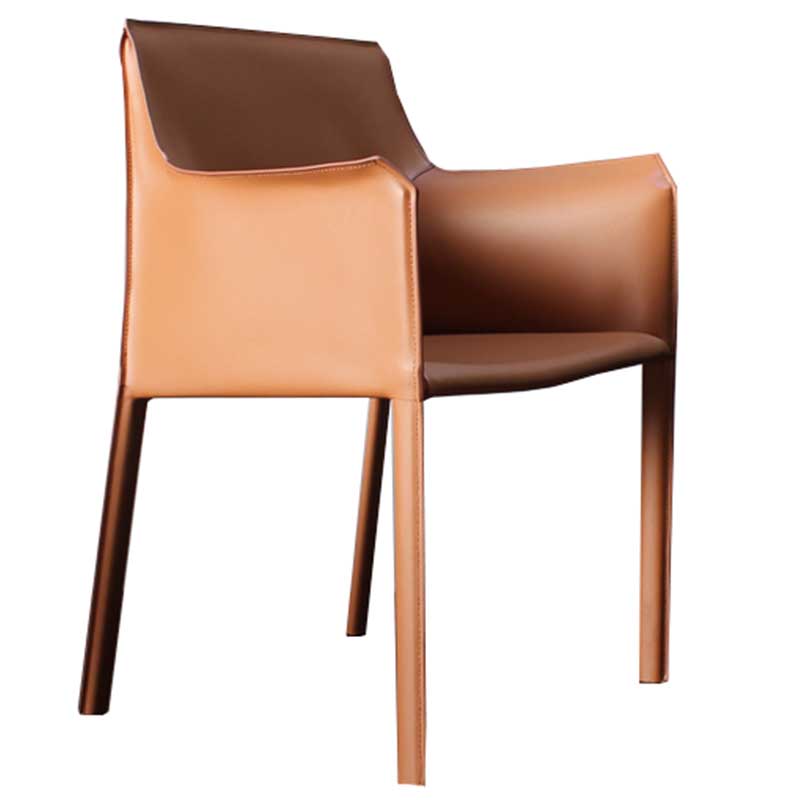 Chaise de salle à manger contemporaine avec accoudoirs de 24 po de large avec dossier solide et 4 pieds en métal pour un usage domestique