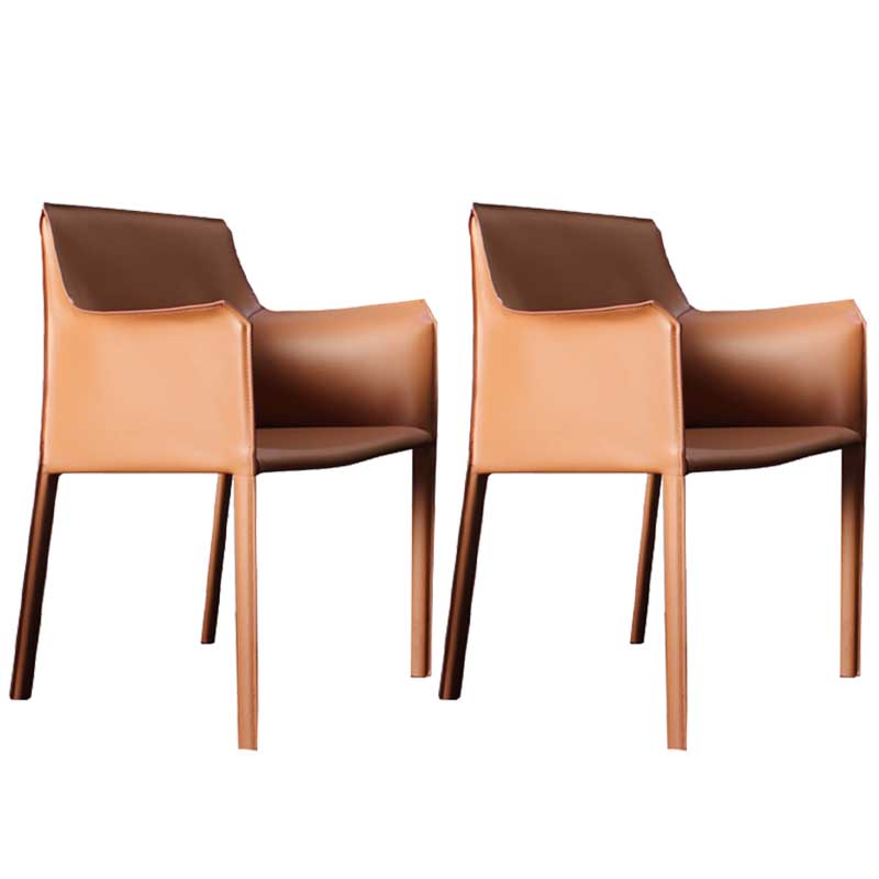 Contemporary Dining Chair 24'' Wide Arm Chair with Solid Back and 4 Metal Legs for Home Use