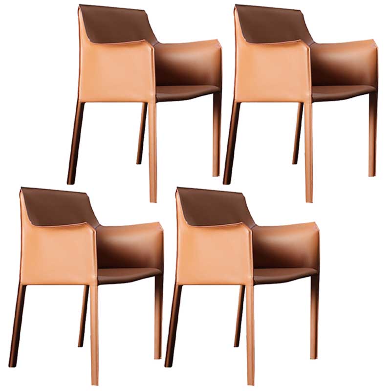 Contemporary Dining Chair 24'' Wide Arm Chair with Solid Back and 4 Metal Legs for Home Use