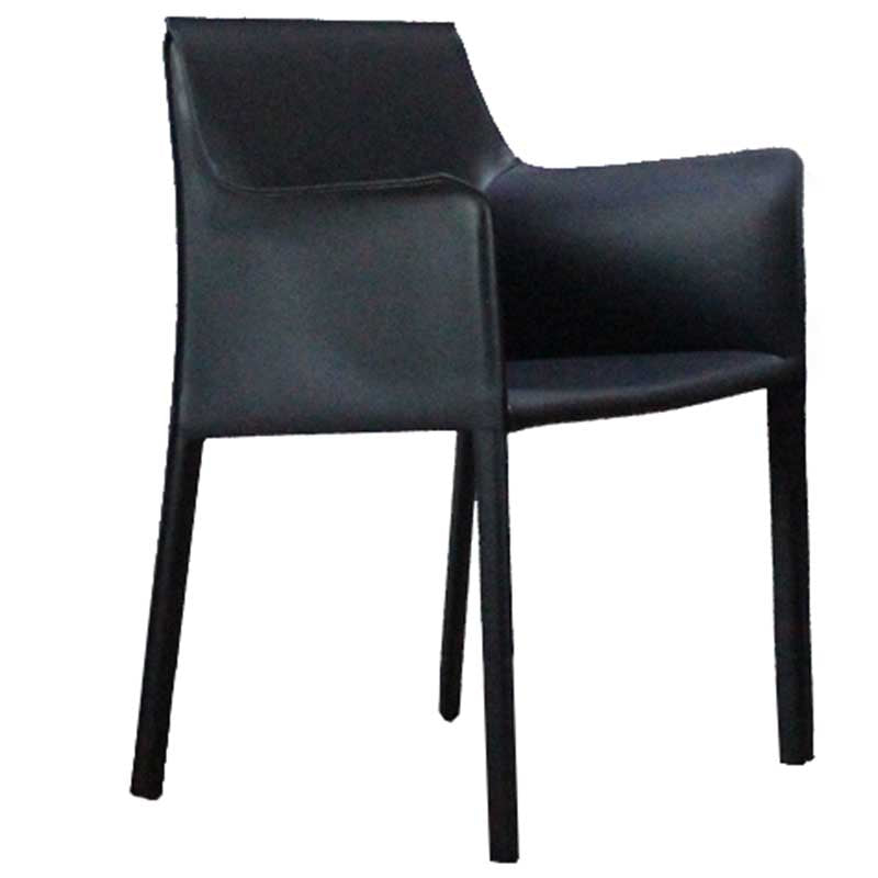 Contemporary Dining Chair 24'' Wide Arm Chair with Solid Back and 4 Metal Legs for Home Use