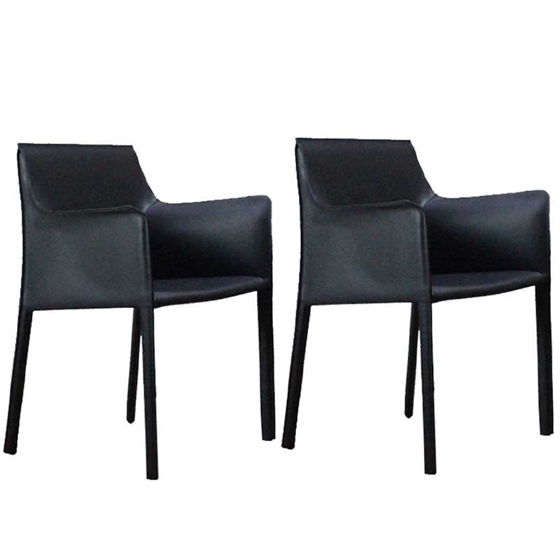 Contemporary Dining Chair 24'' Wide Arm Chair with Solid Back and 4 Metal Legs for Home Use