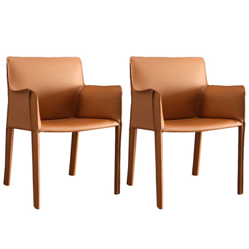 Contemporary Dining Chair 24'' Wide Arm Chair with Solid Back and 4 Metal Legs for Home Use