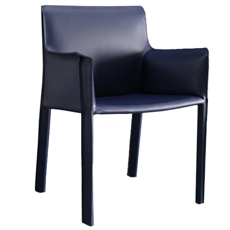 Contemporary Dining Chair 24'' Wide Arm Chair with Solid Back and 4 Metal Legs for Home Use
