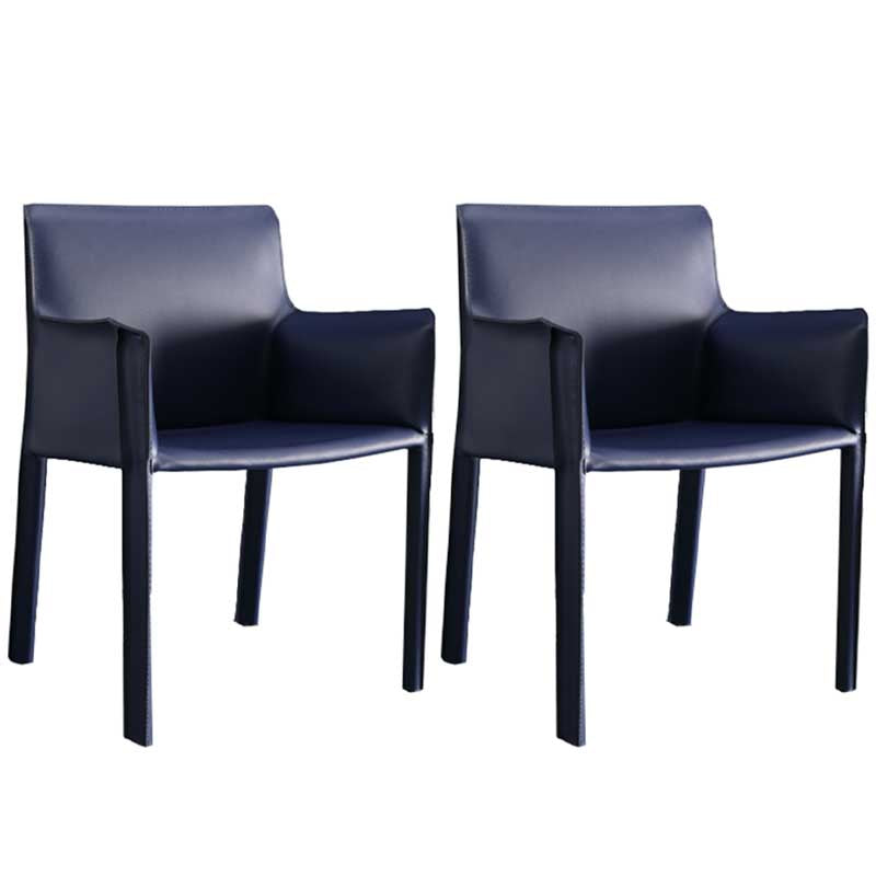 Contemporary Dining Chair 24'' Wide Arm Chair with Solid Back and 4 Metal Legs for Home Use