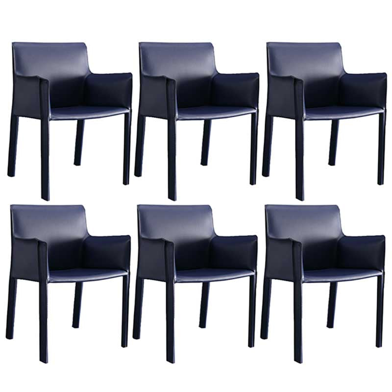 Contemporary Dining Chair 24'' Wide Arm Chair with Solid Back and 4 Metal Legs for Home Use