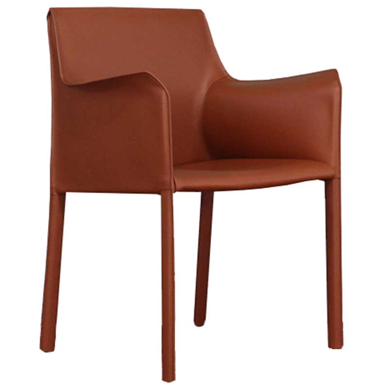 Contemporary Dining Chair 24'' Wide Arm Chair with Solid Back and 4 Metal Legs for Home Use