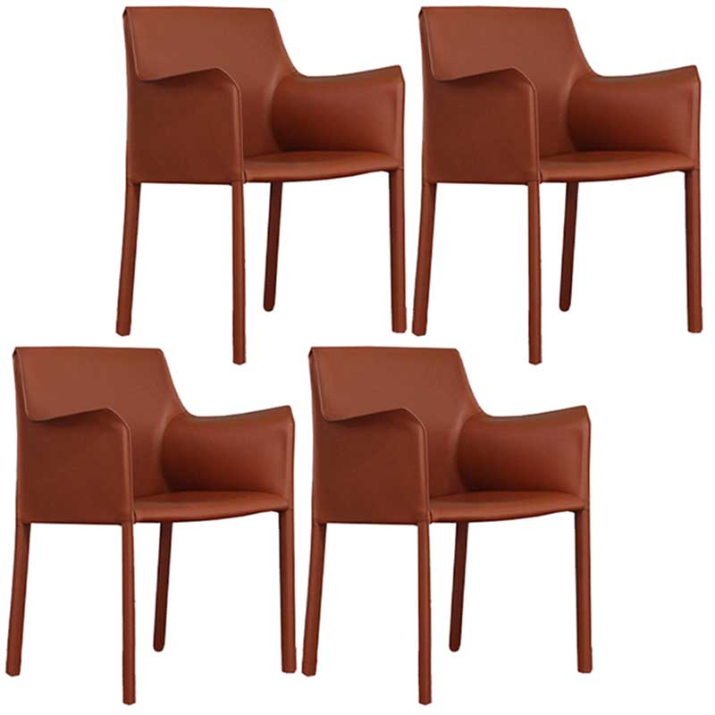Contemporary Dining Chair 24'' Wide Arm Chair with Solid Back and 4 Metal Legs for Home Use