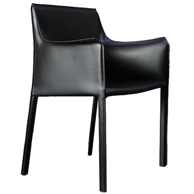 Chaise de salle à manger contemporaine avec accoudoirs de 24 po de large avec dossier solide et 4 pieds en métal pour un usage domestique