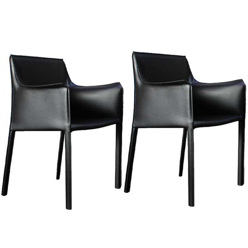 Contemporary Dining Chair 24'' Wide Arm Chair with Solid Back and 4 Metal Legs for Home Use