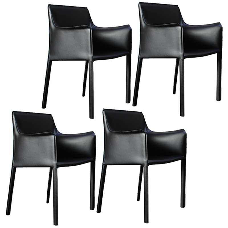 Contemporary Dining Chair 24'' Wide Arm Chair with Solid Back and 4 Metal Legs for Home Use