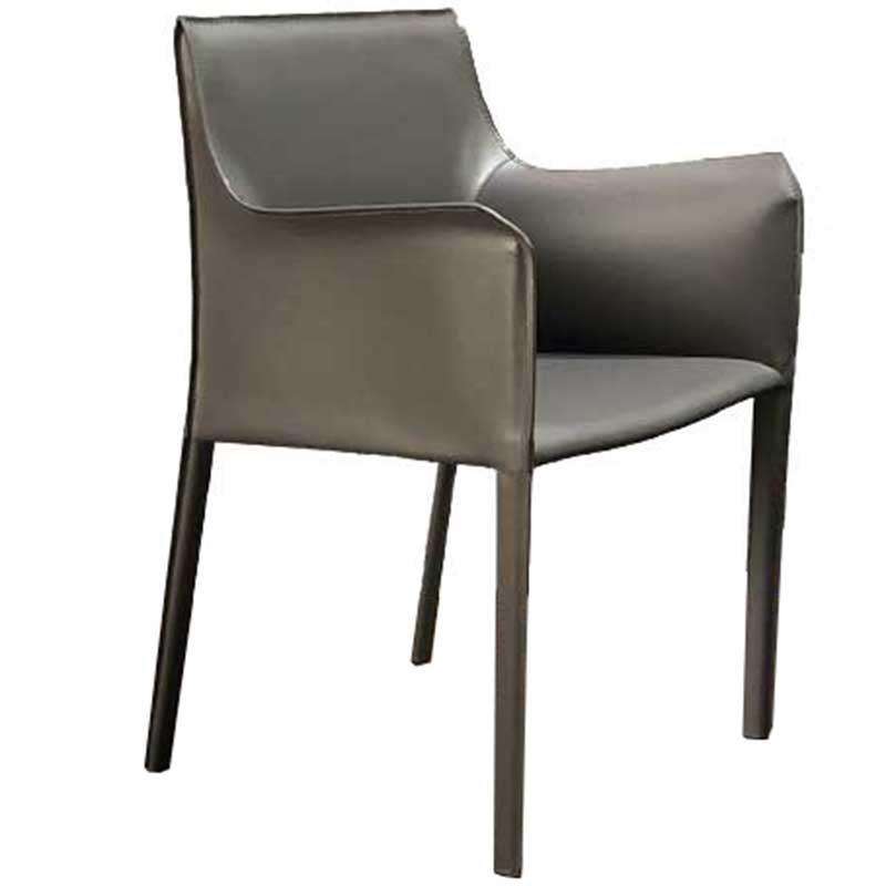 Contemporary Dining Chair 24'' Wide Arm Chair with Solid Back and 4 Metal Legs for Home Use