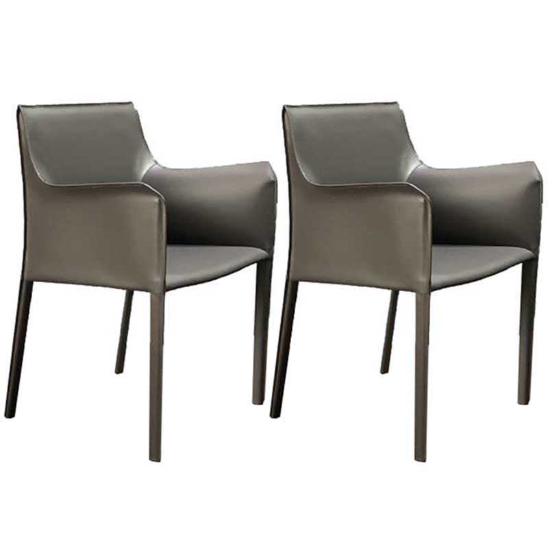 Contemporary Dining Chair 24'' Wide Arm Chair with Solid Back and 4 Metal Legs for Home Use