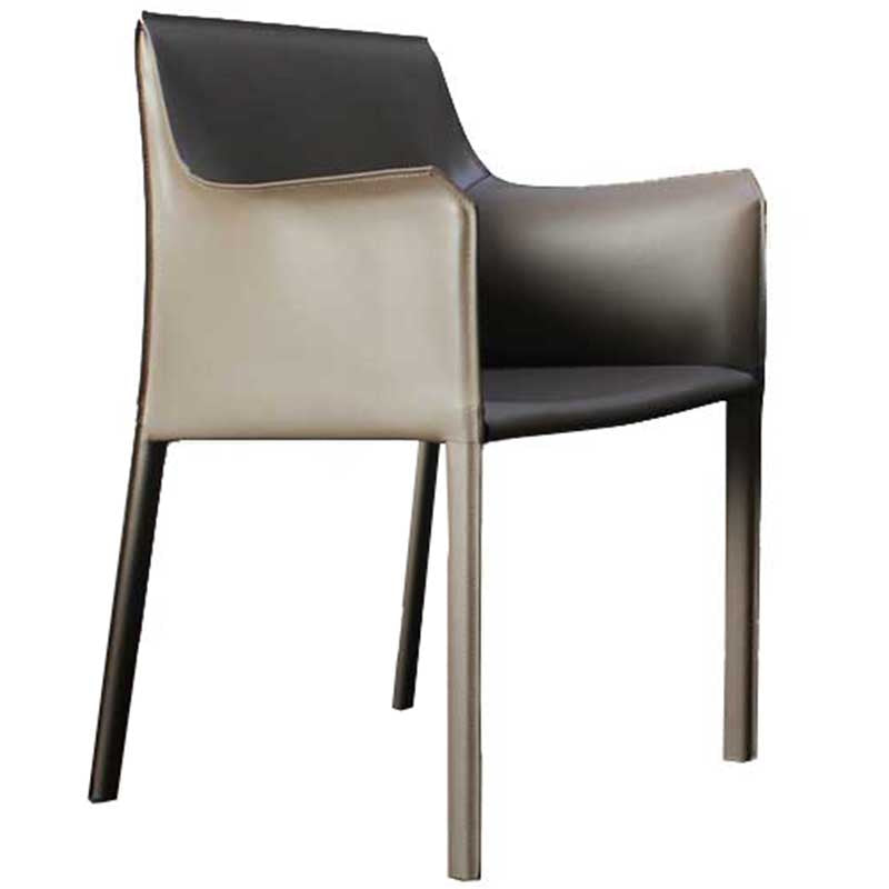 Chaise de salle à manger contemporaine avec accoudoirs de 24 po de large avec dossier solide et 4 pieds en métal pour un usage domestique