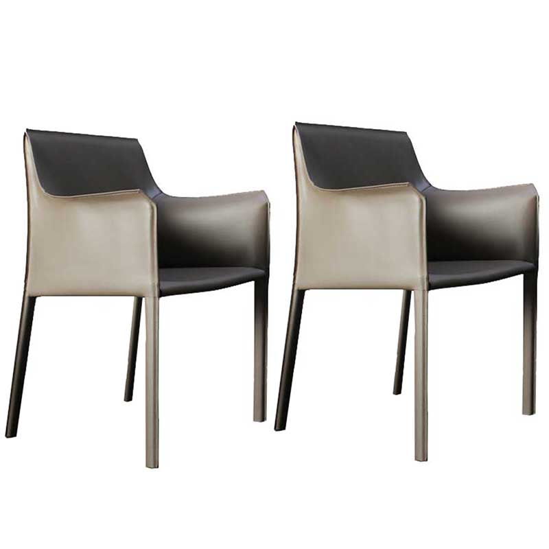 Contemporary Dining Chair 24'' Wide Arm Chair with Solid Back and 4 Metal Legs for Home Use