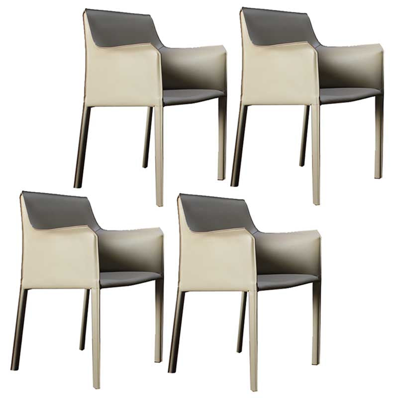 Contemporary Dining Chair 24'' Wide Arm Chair with Solid Back and 4 Metal Legs for Home Use