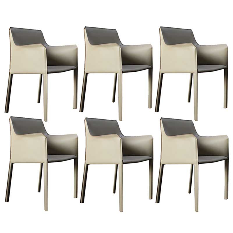 Contemporary Dining Chair 24'' Wide Arm Chair with Solid Back and 4 Metal Legs for Home Use