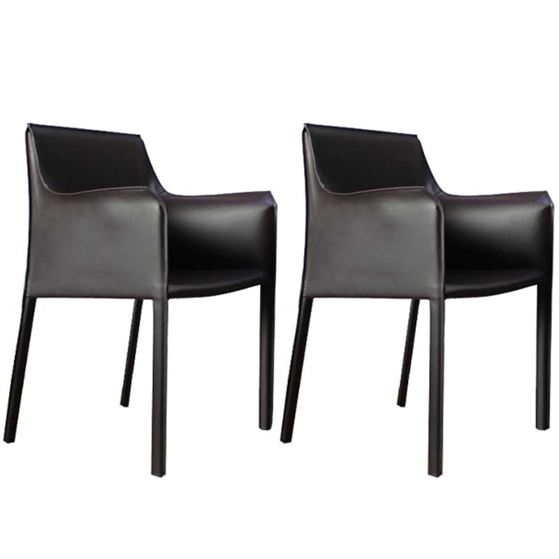 Contemporary Dining Chair 24'' Wide Arm Chair with Solid Back and 4 Metal Legs for Home Use