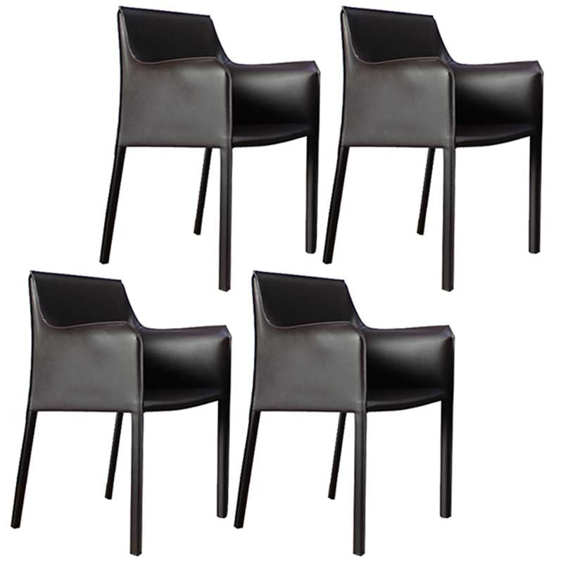 Contemporary Dining Chair 24'' Wide Arm Chair with Solid Back and 4 Metal Legs for Home Use