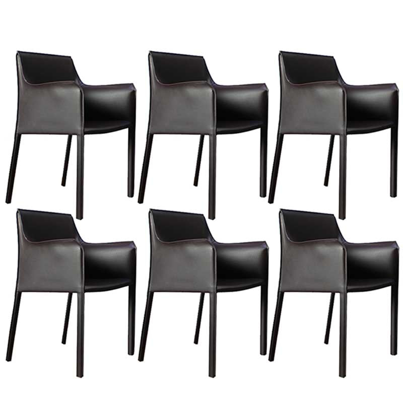 Contemporary Dining Chair 24'' Wide Arm Chair with Solid Back and 4 Metal Legs for Home Use