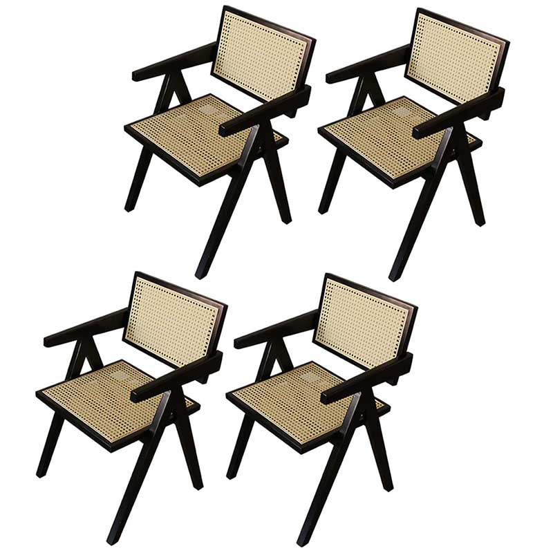 Chaise de salle à manger en bois massif ouvert contemporain