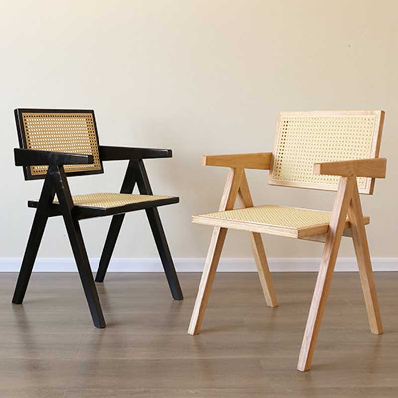 Chaise de salle à manger en bois massif ouvert contemporain