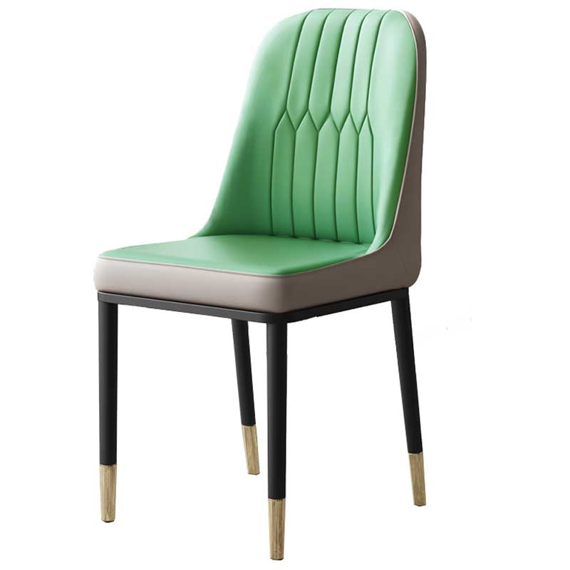 Chaise d'intérieur à base métallique de 18 pouces de large, chaise en cuir Parsons pour restaurant