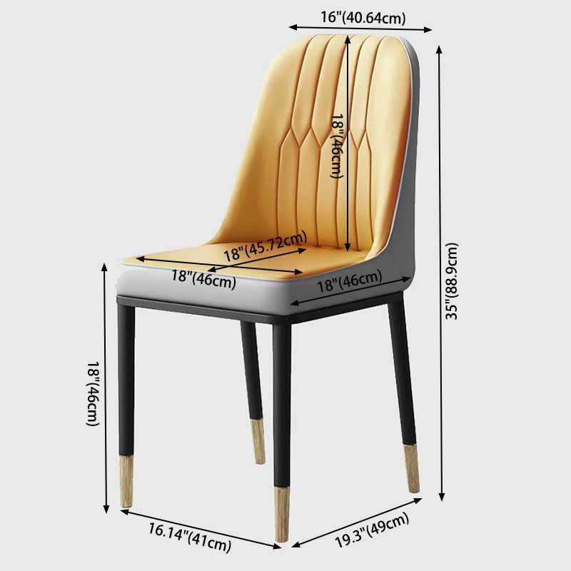 Chaise d'intérieur à base métallique de 18 pouces de large, chaise en cuir Parsons pour restaurant