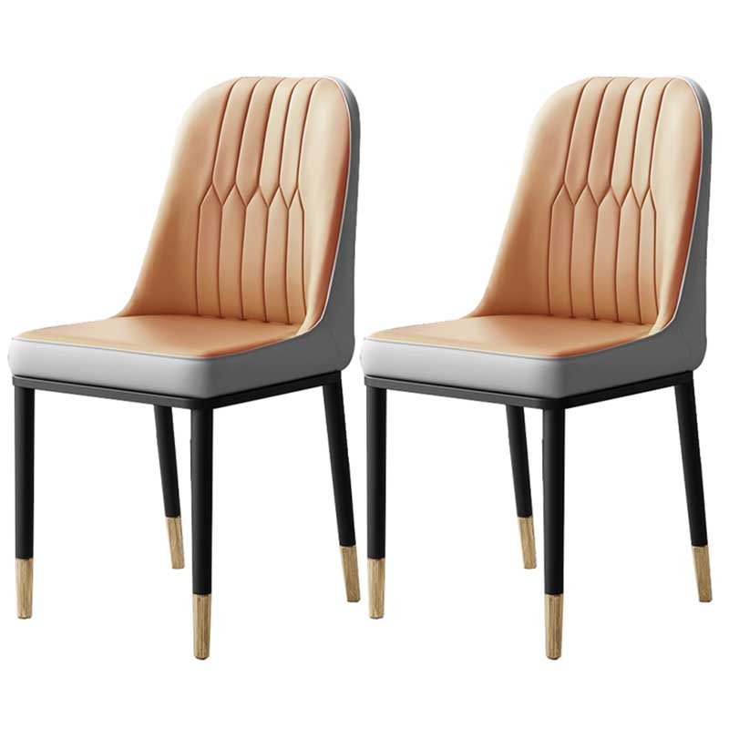 Chaise d'intérieur à base métallique de 18 pouces de large, chaise en cuir Parsons pour restaurant