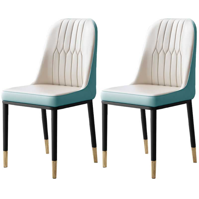 Chaise d'intérieur à base métallique de 18 pouces de large, chaise en cuir Parsons pour restaurant
