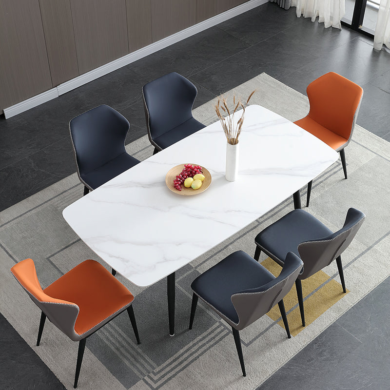 Chaise de salle à manger en cuir de style contemporain, chaise latérale à oreilles pour usage domestique