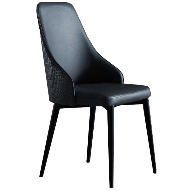 Industrial Dining Chair with 4 Black Metal Legs Solid Back Chair for Home Use