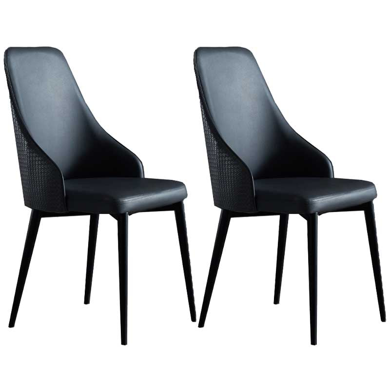 Industrial Dining Chair with 4 Black Metal Legs Solid Back Chair for Home Use