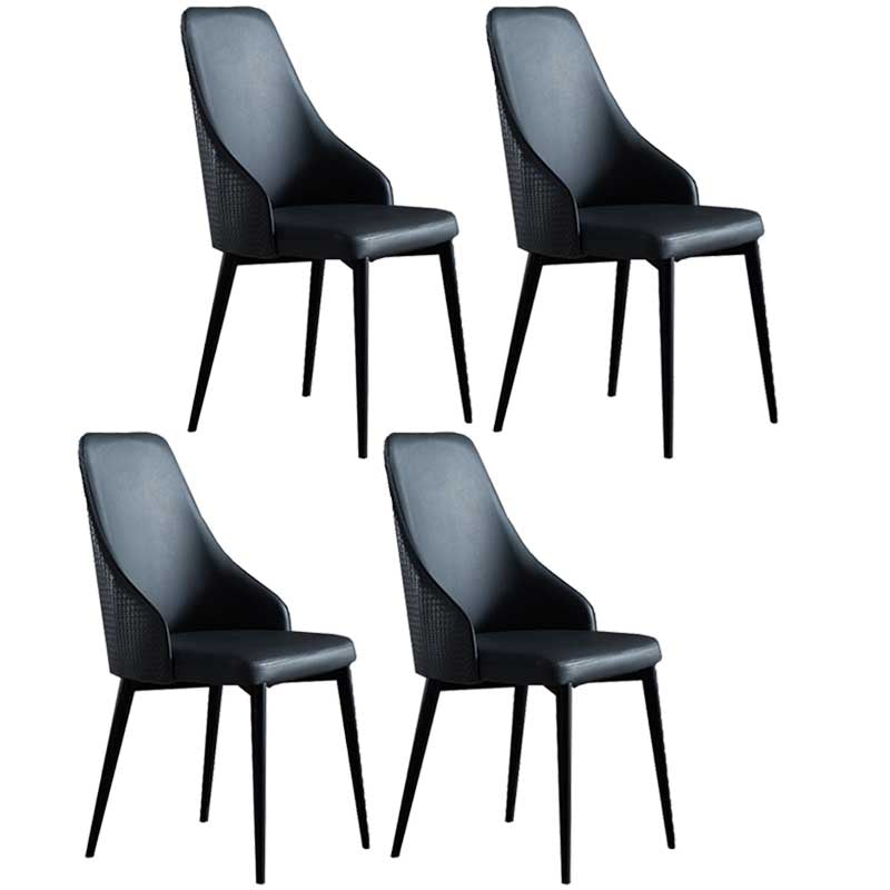 Industrial Dining Chair with 4 Black Metal Legs Solid Back Chair for Home Use