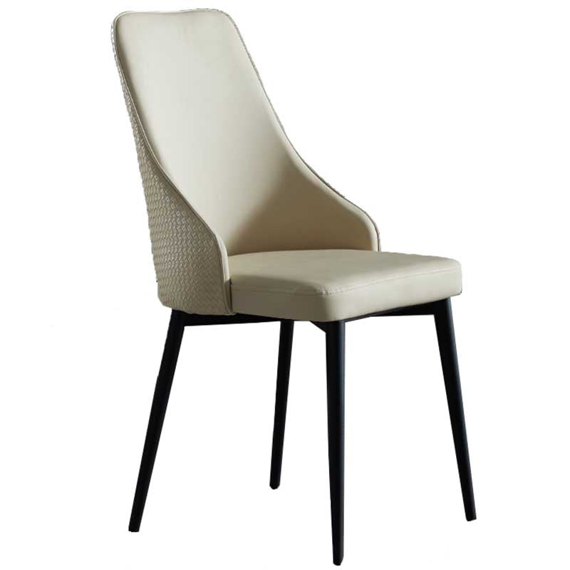 Industrial Dining Chair with 4 Black Metal Legs Solid Back Chair for Home Use