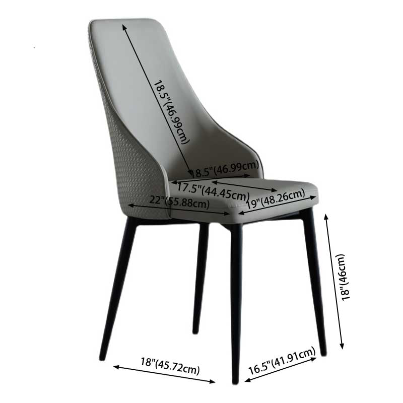 Industrial Dining Chair with 4 Black Metal Legs Solid Back Chair for Home Use