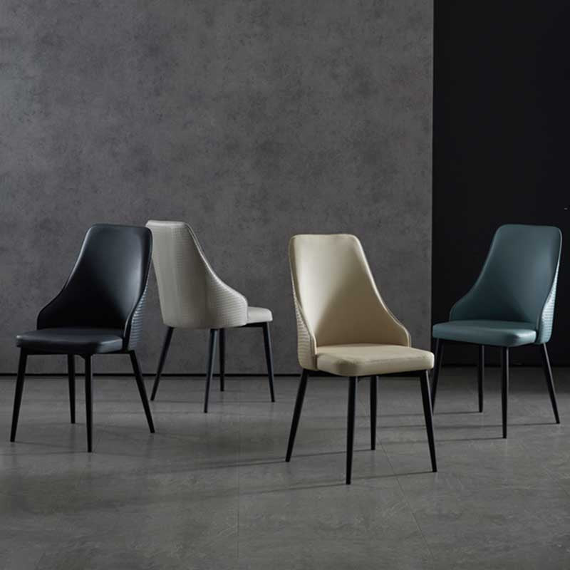 Industrial Dining Chair with 4 Black Metal Legs Solid Back Chair for Home Use