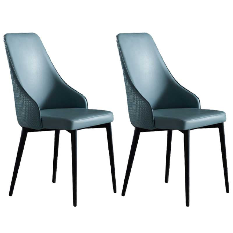 Industrial Dining Chair with 4 Black Metal Legs Solid Back Chair for Home Use