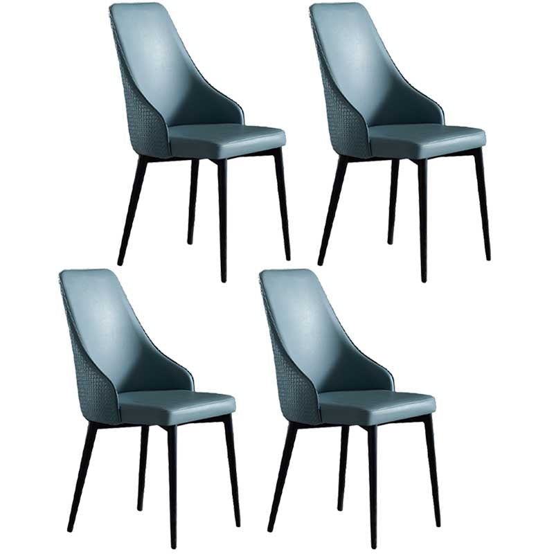Industrial Dining Chair with 4 Black Metal Legs Solid Back Chair for Home Use