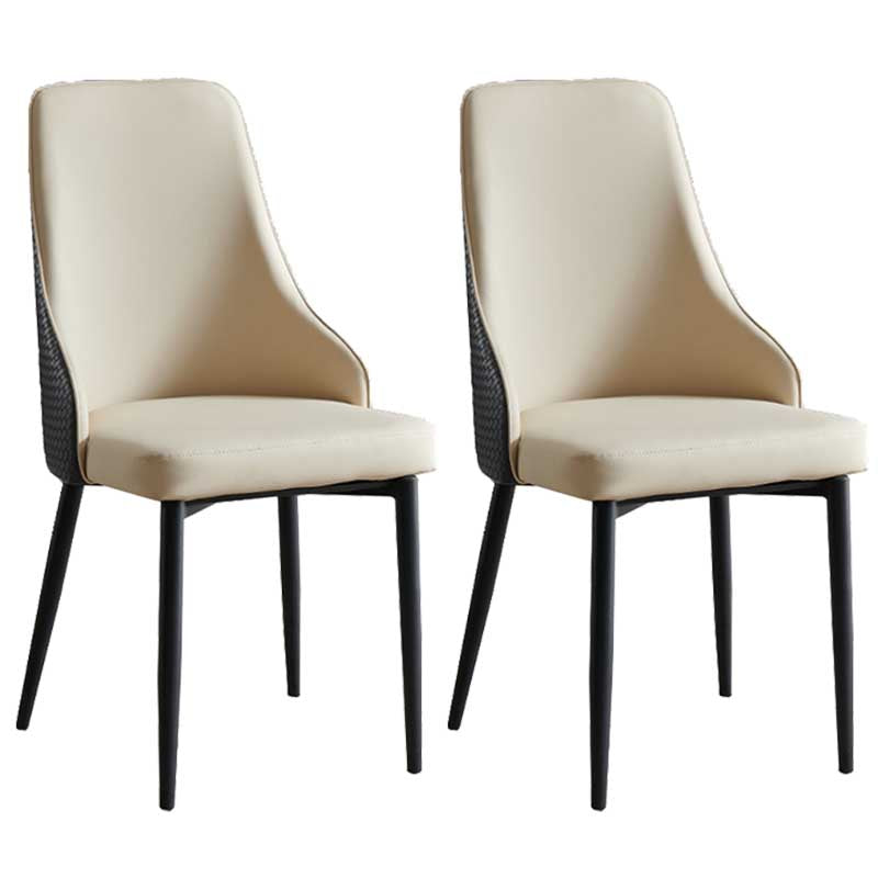 Industrial Dining Chair with 4 Black Metal Legs Solid Back Chair for Home Use