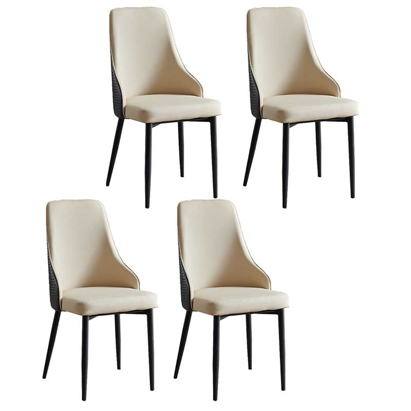 Industrial Dining Chair with 4 Black Metal Legs Solid Back Chair for Home Use