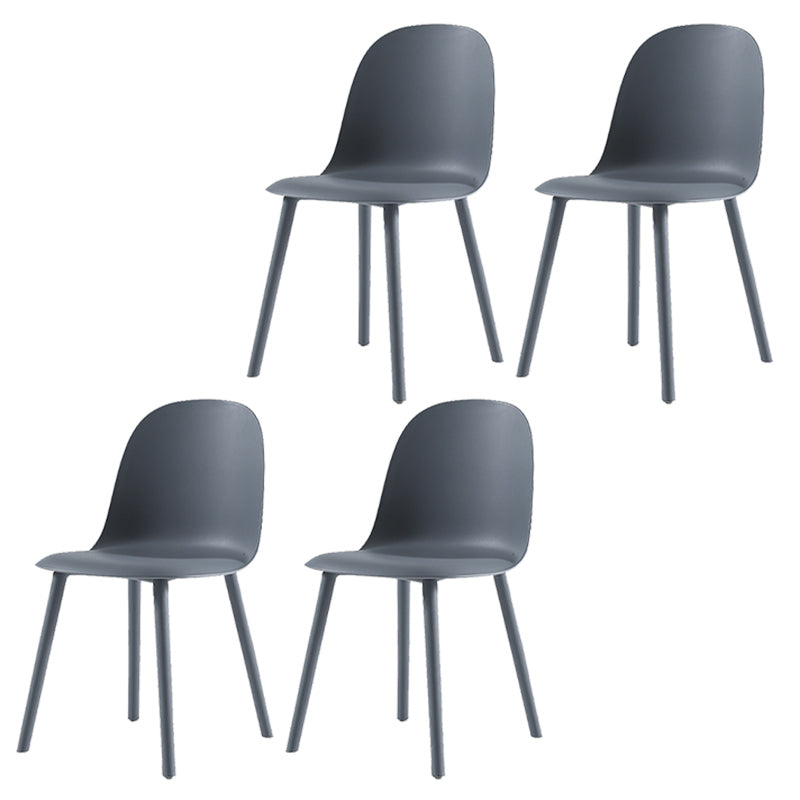 16'' Wide Dining Side Chairs Modern Plastic Indoor-Outdoor Solid Back Chair