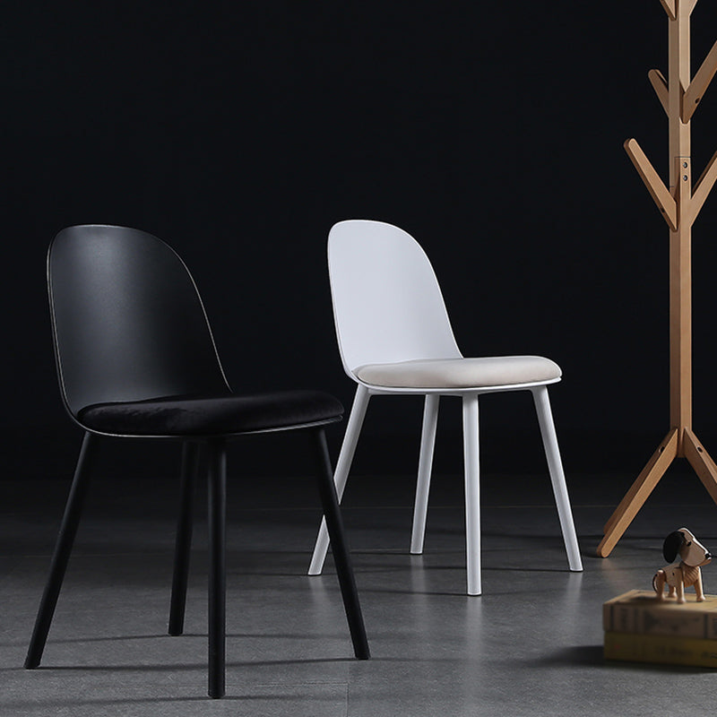 16'' Wide Dining Side Chairs Modern Plastic Indoor-Outdoor Solid Back Chair