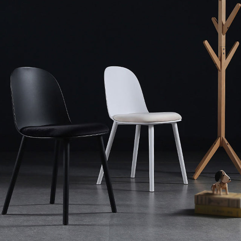 16'' Wide Dining Side Chairs Modern Plastic Indoor-Outdoor Solid Back Chair