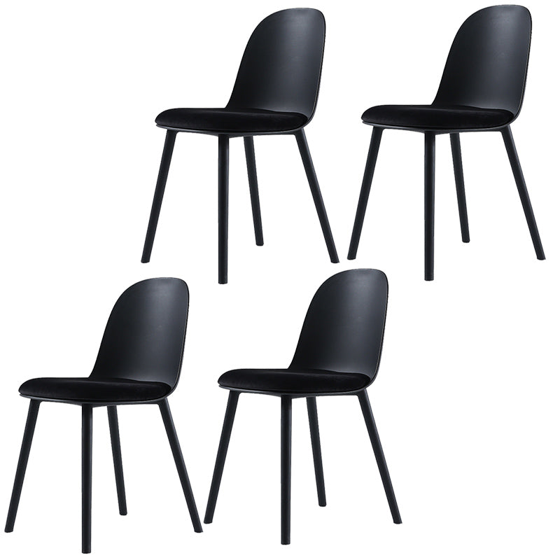 16'' Wide Dining Side Chairs Modern Plastic Indoor-Outdoor Solid Back Chair