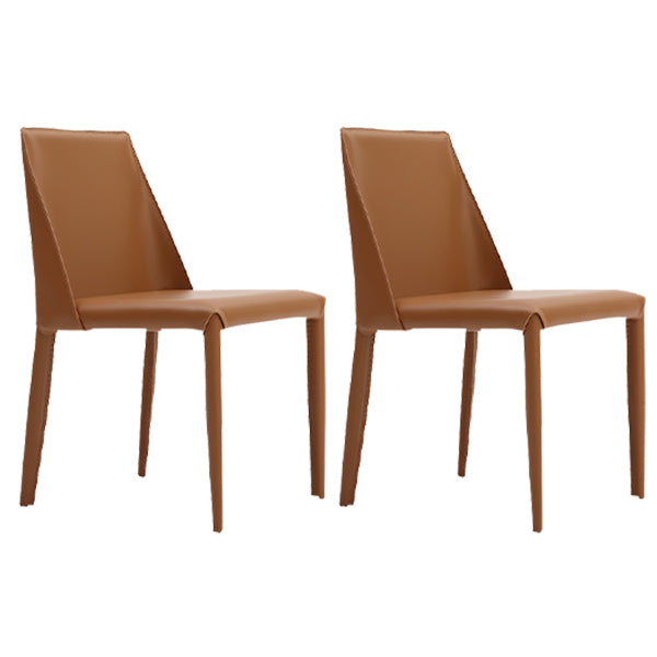 Leather Contemporary Style Chair Home Side Dining Room Chair with Metal Legs